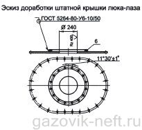 Эскиз доработки штатнойкрышкилюка-лаза