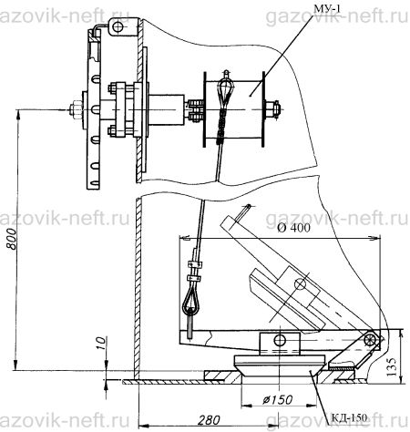 Клапан донный с&nbsp;механизмом управления КМУ&ndash;150